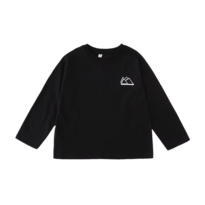 T-shirt noir pour la famille, hauts à manches longues assortis, vêtements d'automne et de printemps 