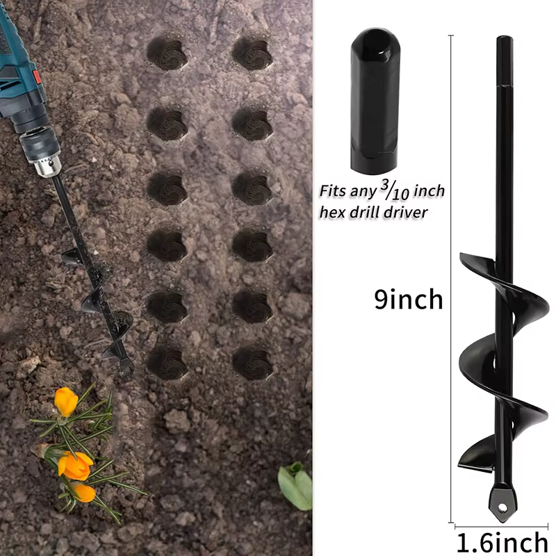 Foret en spirale pour tarière de jardin, jardinière de fleurs de jardinage, perceuse de terre, outil