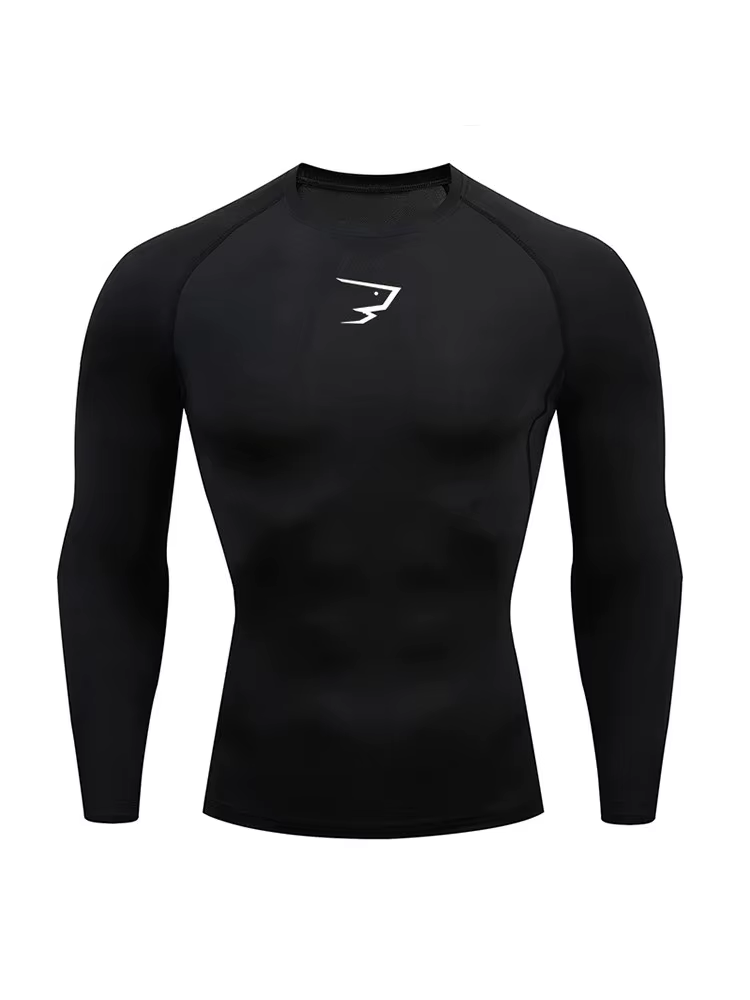 T-shirt de fitness à manches longues pour hommes, T-shirt de compression Dry Fit, vêtements de sport