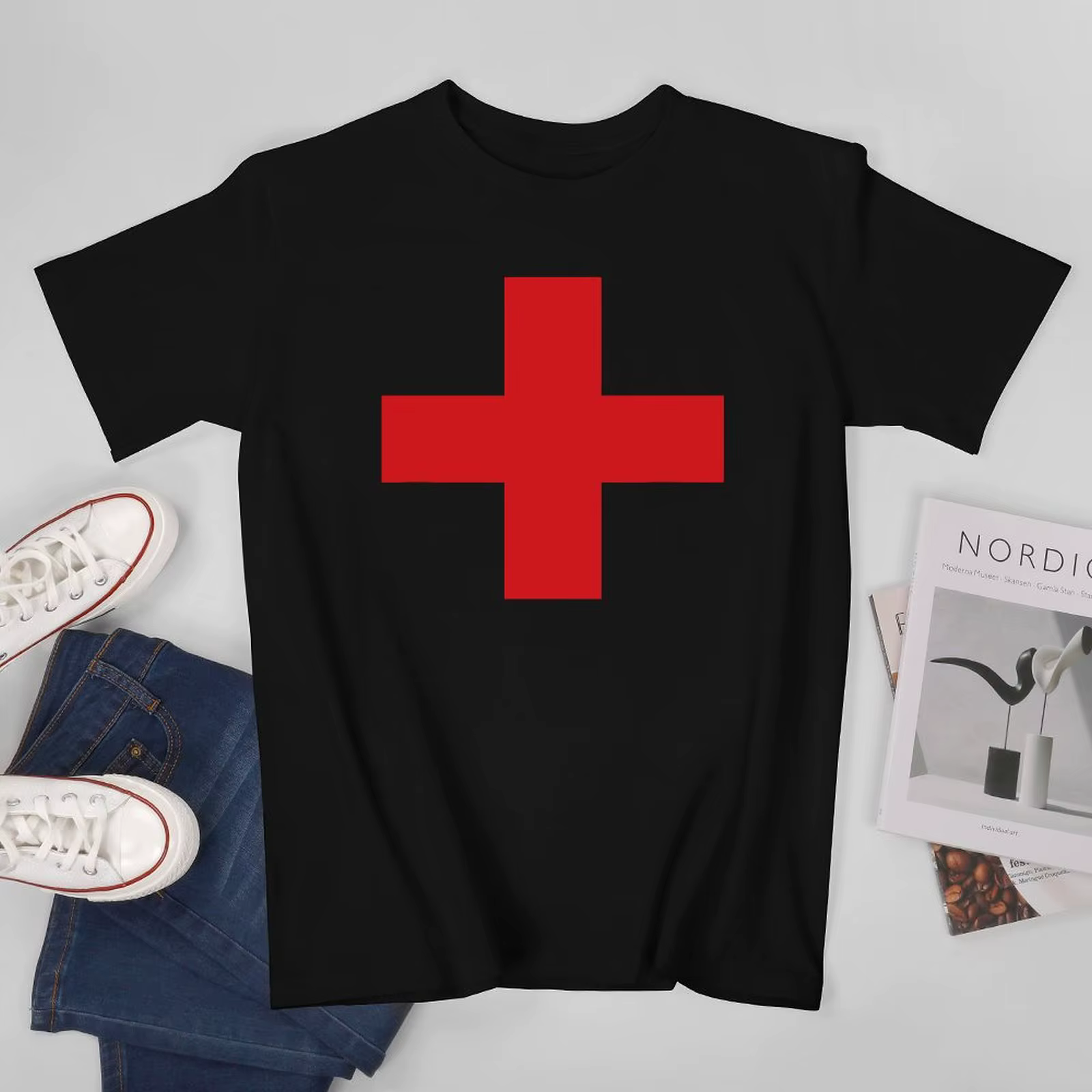 T-shirt en coton 100% pour hommes et femmes, avec drapeau suisse, col rond, pour garçons