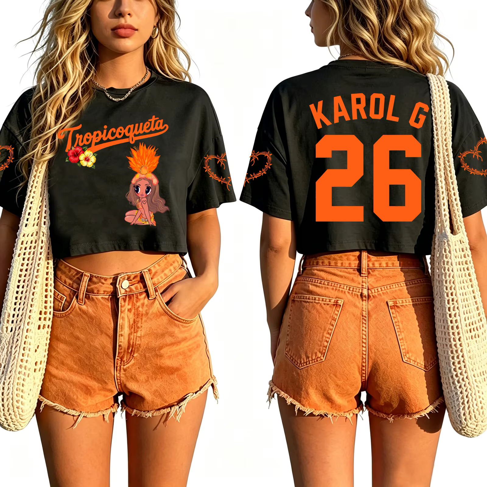 T-shirt court Karol G Tour 2026 pour femme, décontracté, à manches courtes, imprimé graphique, style