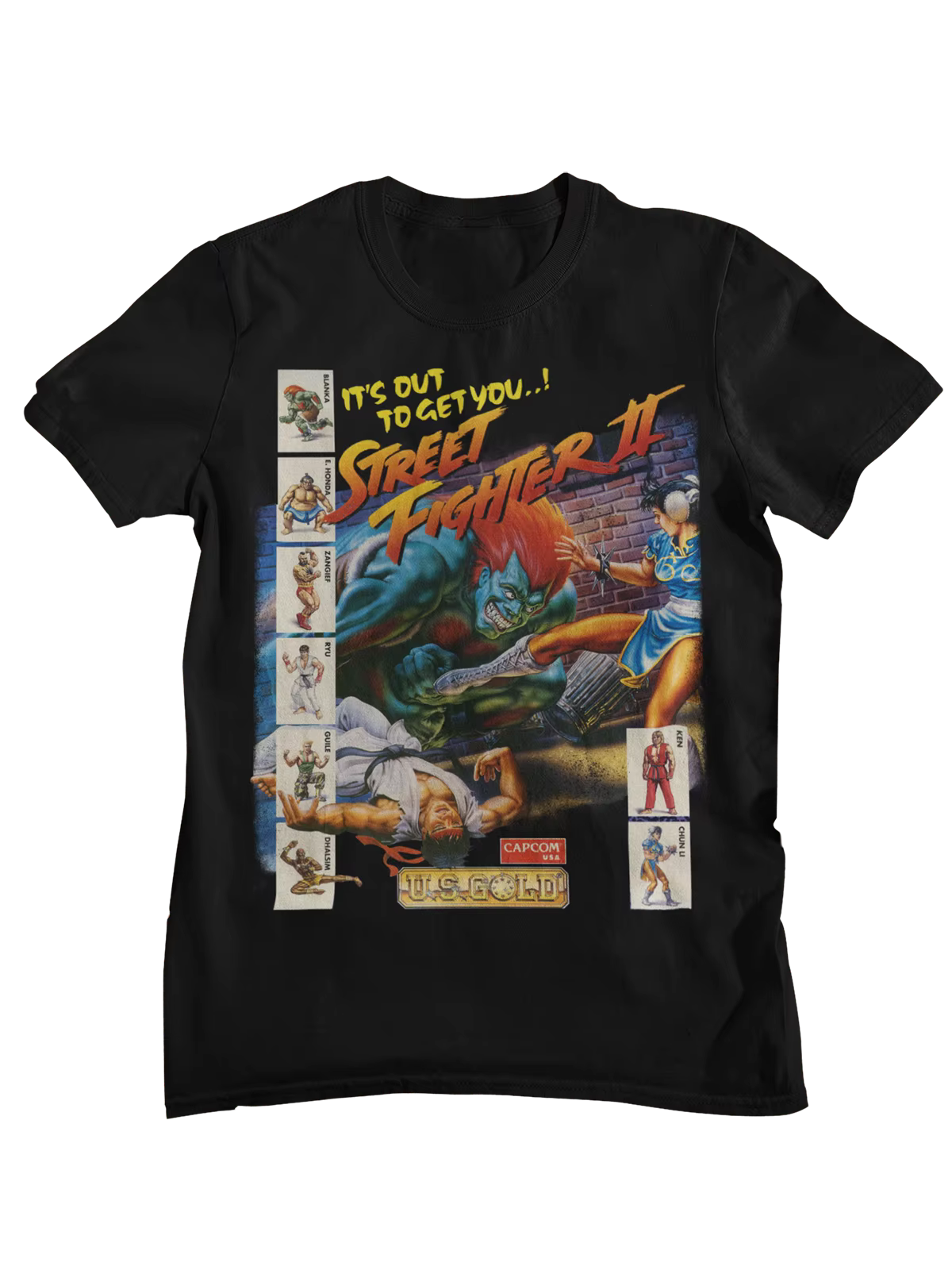 T-shirt de jeu rétro Street Fighter II Capcom, Chun-Li Blanka Ryu, t-shirt graphique de combat d'arc