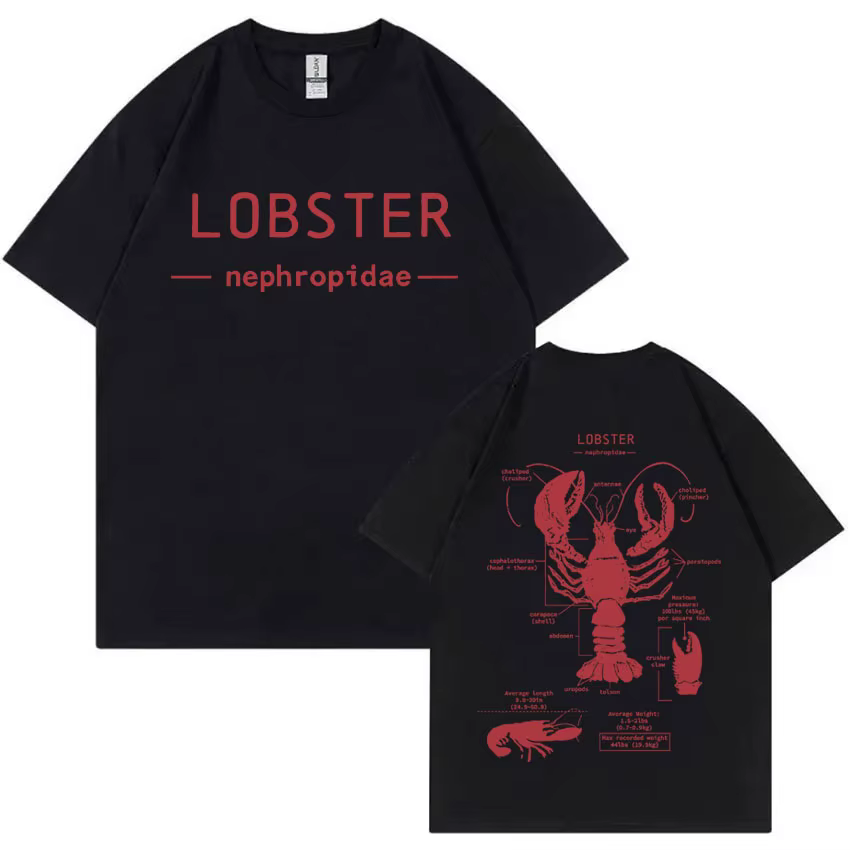 Drôle homard anatomie graphique T-shirt hommes femmes décontracté surdimensionné à manches courtes T