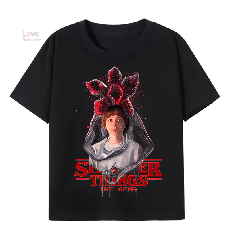 T-shirt Will Byers avec imprimé Stranger Demogorgon pour garçons et filles, t-shirt classique à manc