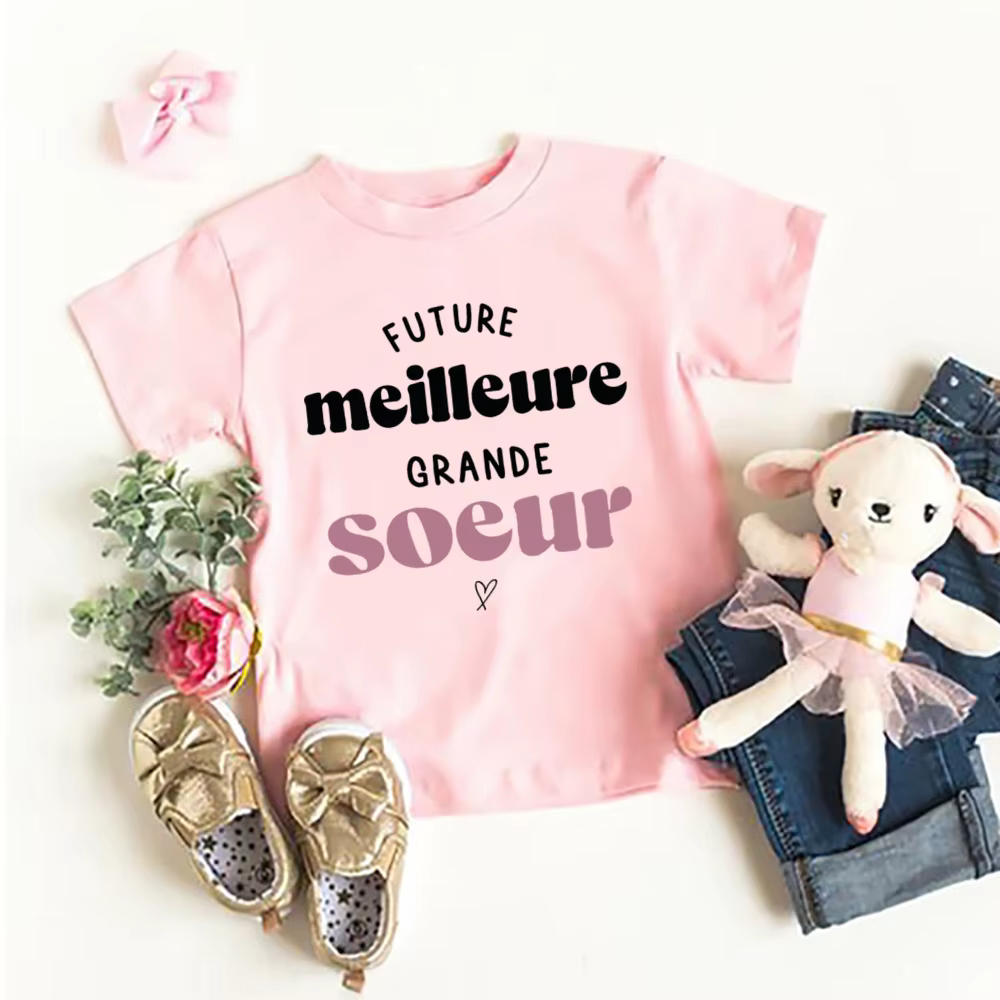 Future grande sœur grand frère ami imprimé chemise bébé annonce T-shirt garçons filles à manches cou