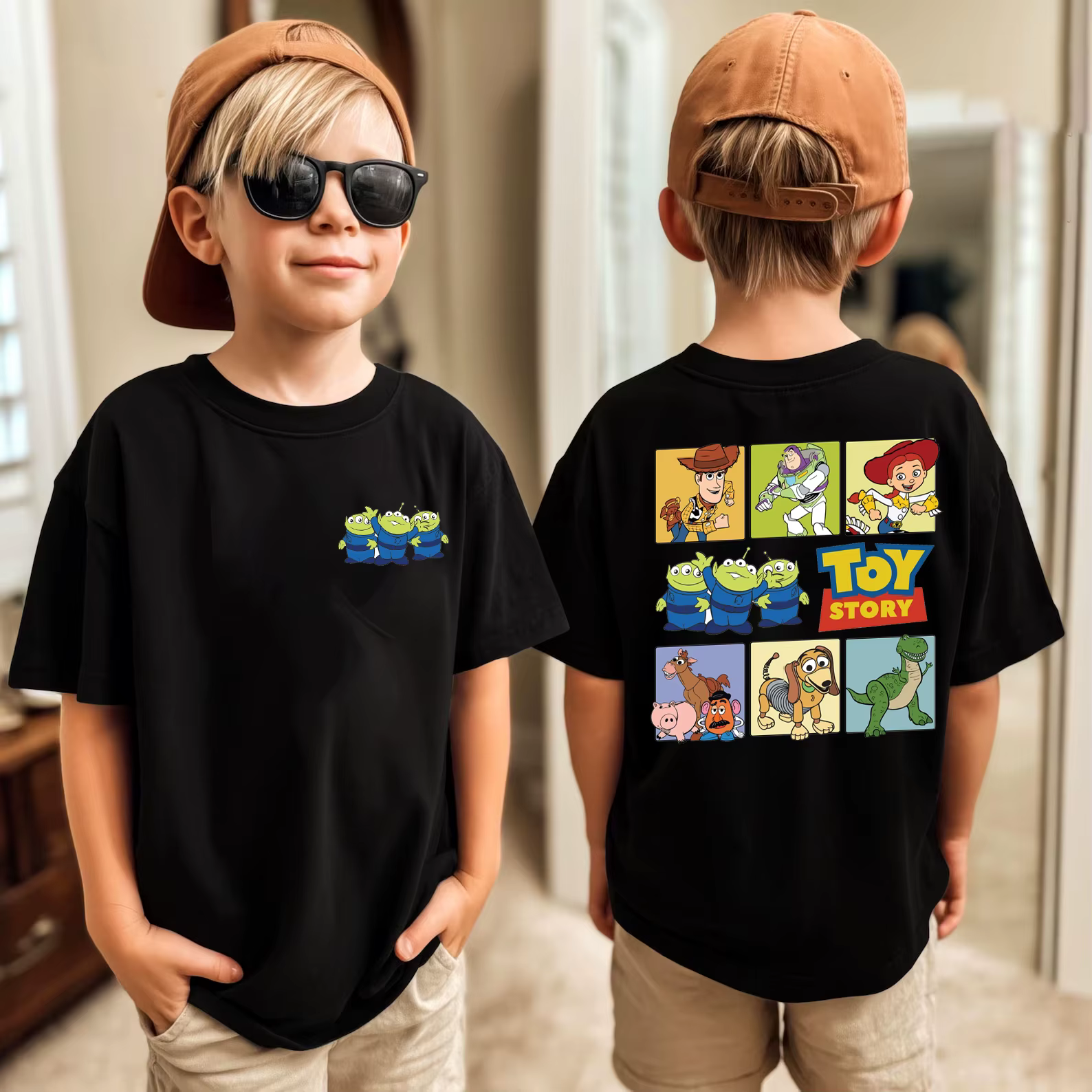 T-shirt Buzz, imprimé recto-verso « To Infinity and Beyond », manches courtes en coton pour l'été 20