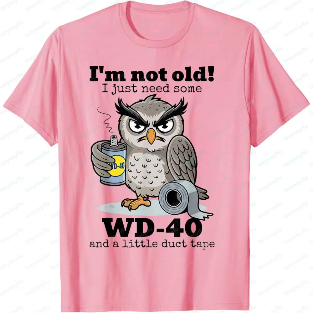T-shirt graphique décontracté pour hommes, à la mode, à manches courtes, avec motif hibou, « Je ne s