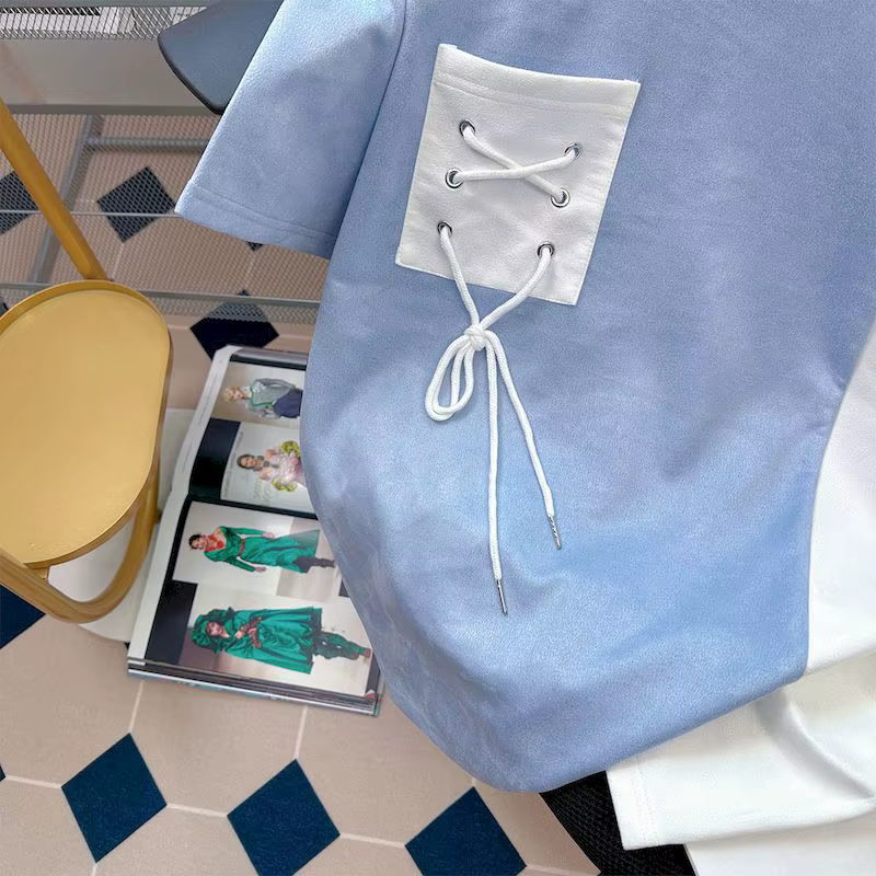 T-shirt manches courtes homme et femme, estival et décontracté, avec sangle de poche, design à la mo