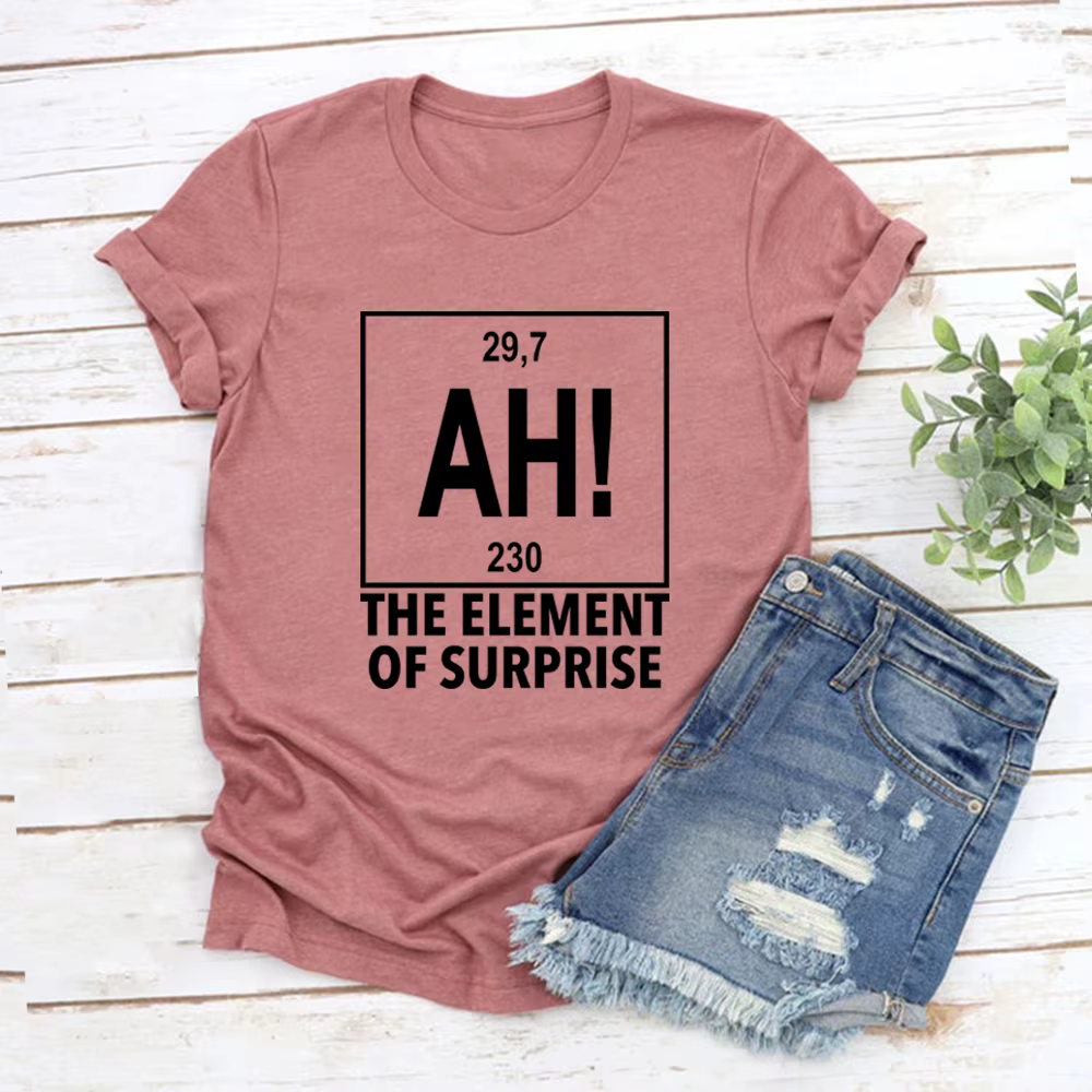 T-shirt unisexe « Ah, l'élément de la surprise » avec motif « Hail Mary », t-shirt humoristique sur 