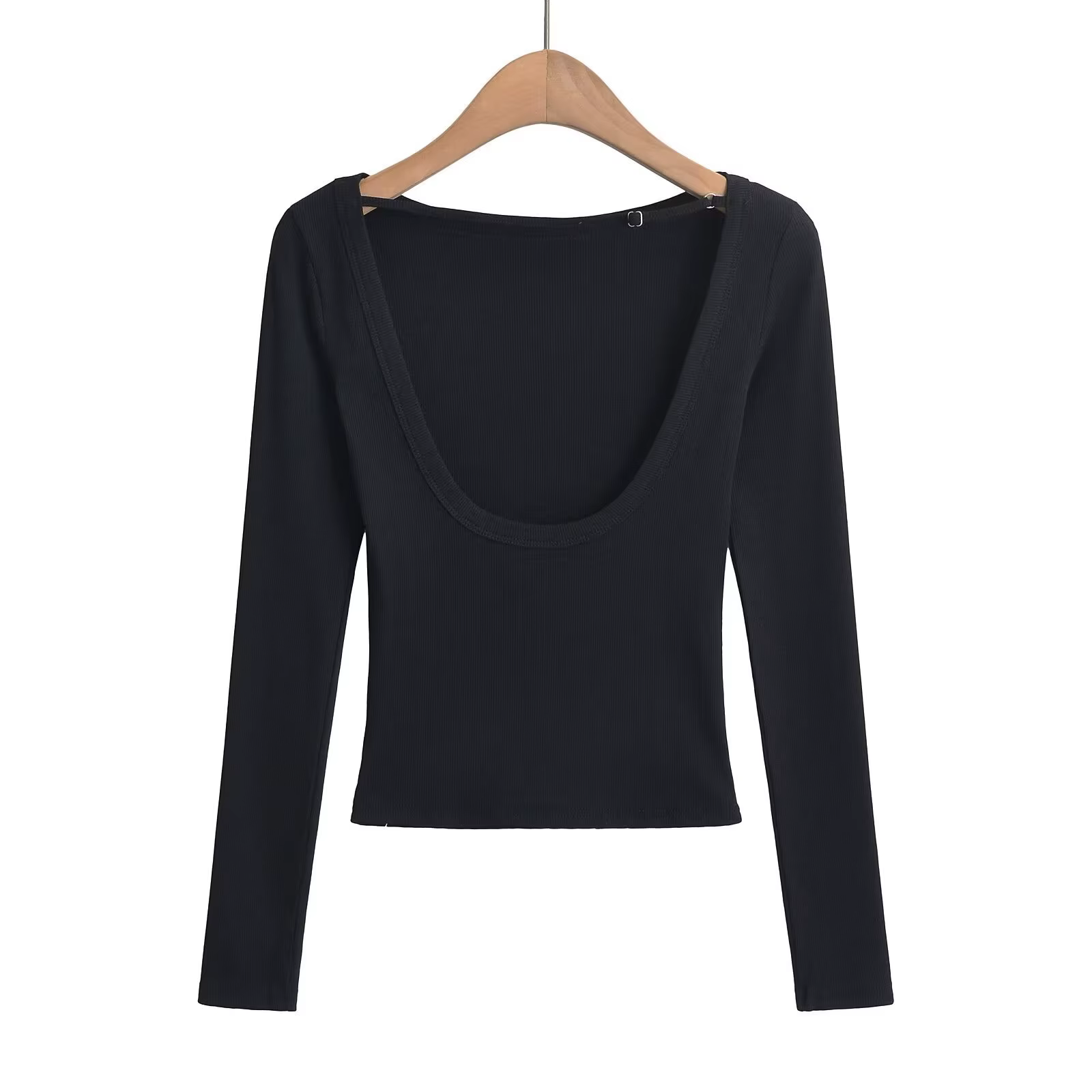 T-shirt manches longues pour femmes, haut à dos ouvert