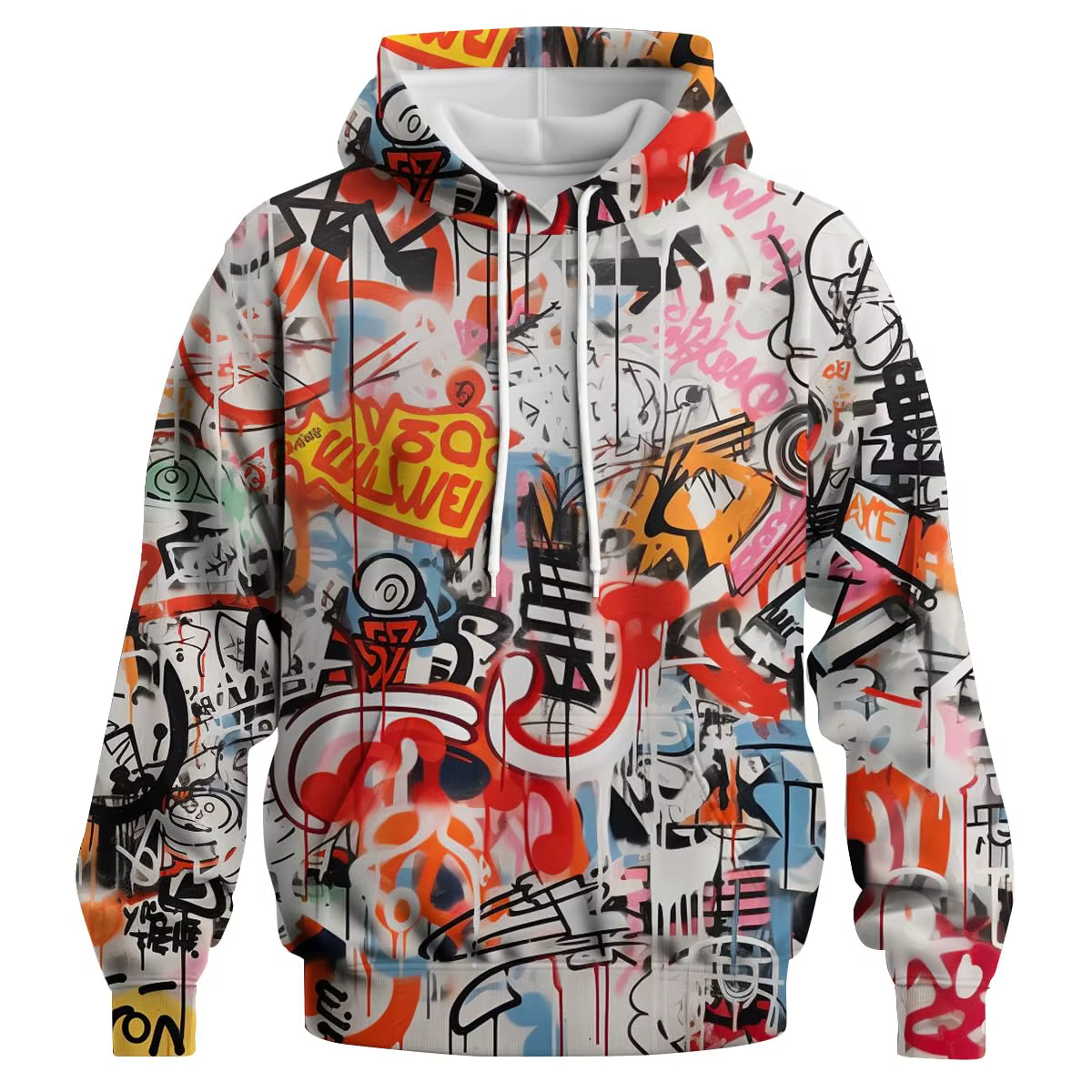 Sweat-shirt à capuche pour hommes, motif graffiti artistique, décontracté, assorti avec tout, haut d