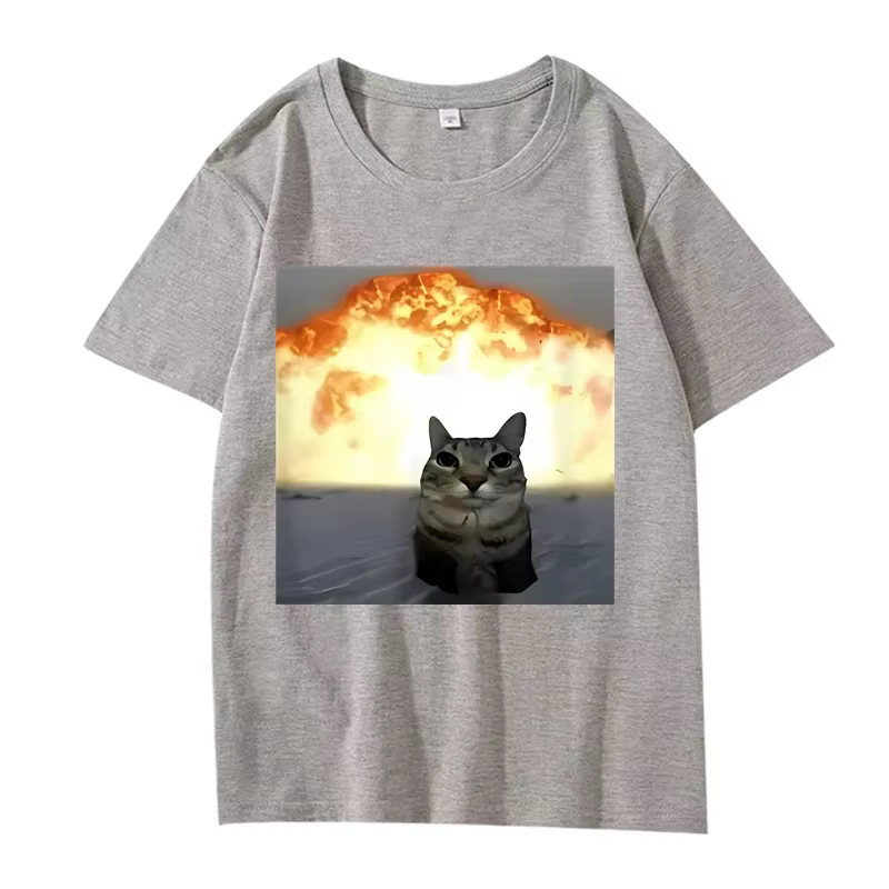 Fantaisie chat Explosion graphique t-shirt femmes drôle à manches courtes été impression haut pour f