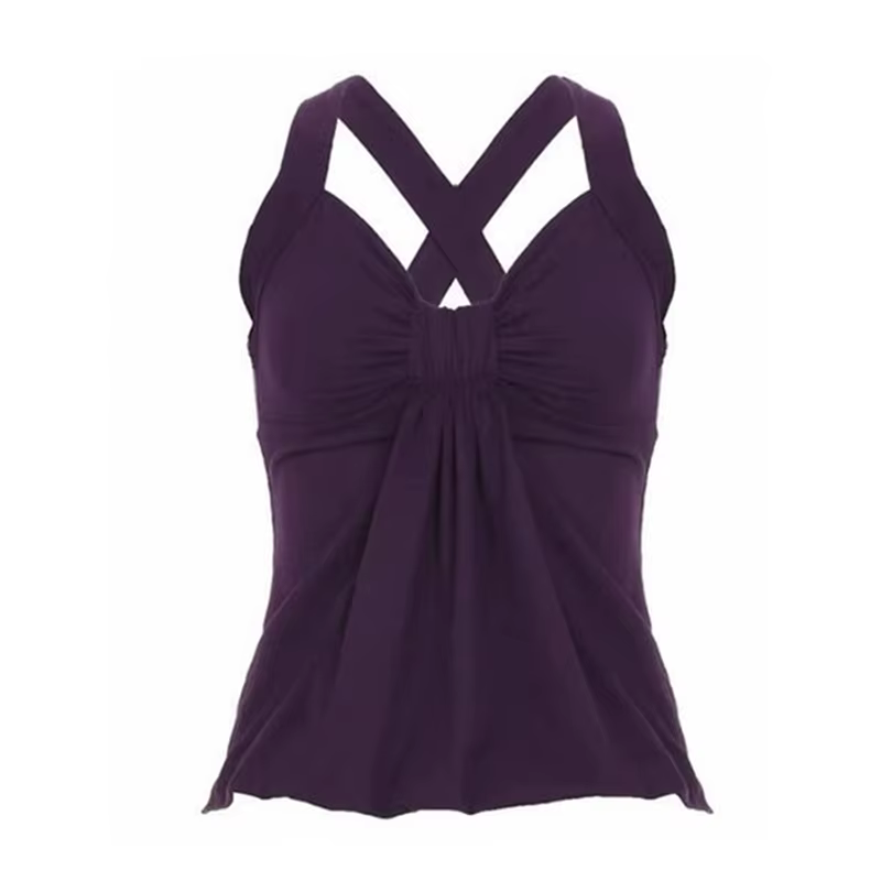 Aoaiiys Débardeur Violet Plissé Halter pour Femme, Style Y2K, Gilet Sans Manches, Mode Spice Girls,