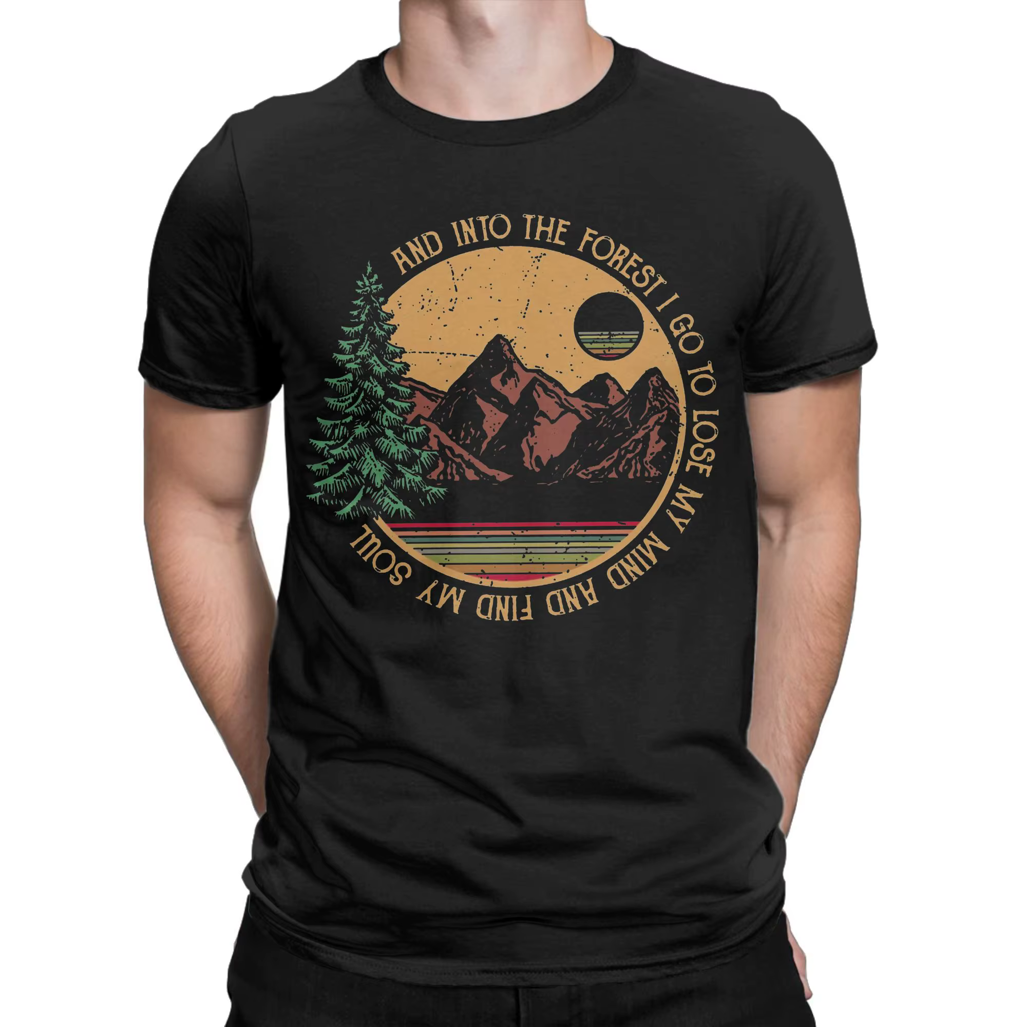 Chemise de randonnée en forêt – T-shirt avec citation de nature inspirante pour camping-cars, marche