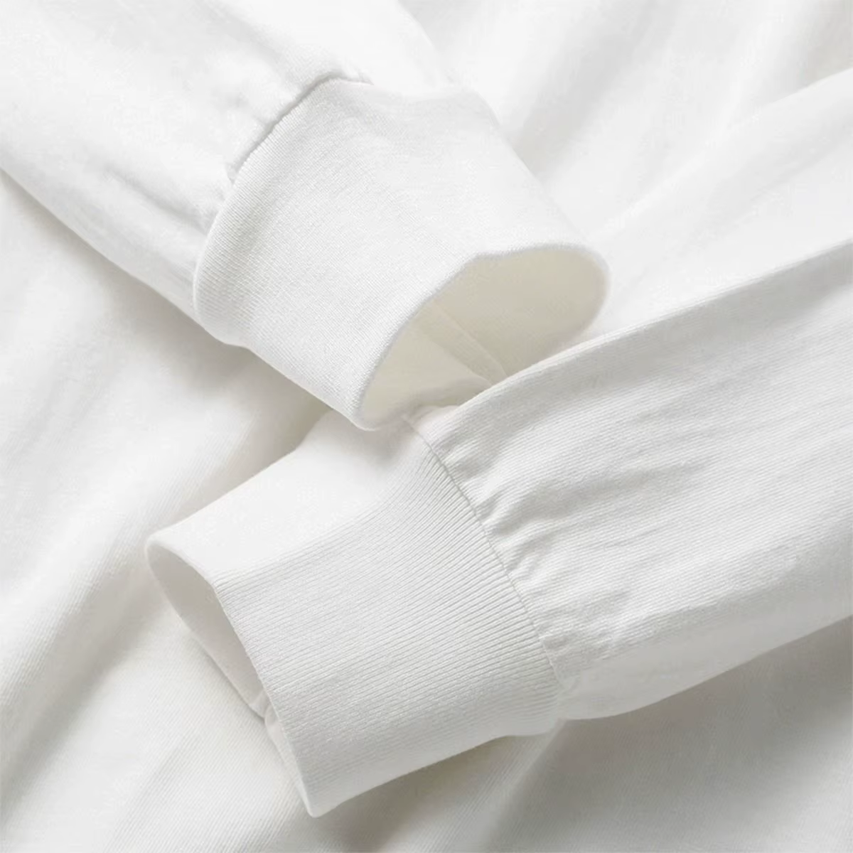 600G/ ㎡ T-shirt à manches longues pour hommes, chemise à bascule avec petit décolleté, ample, pur