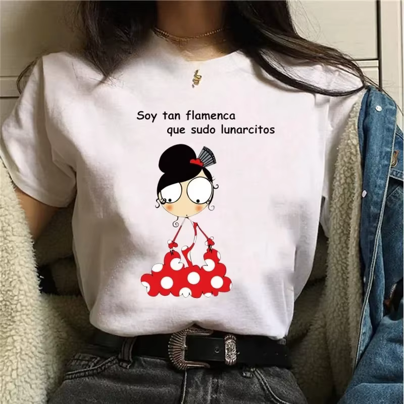 Femmes T-shirts Harajuku hauts chemises à manches courtes talon haut imprimé Flamengo danse T-shirts