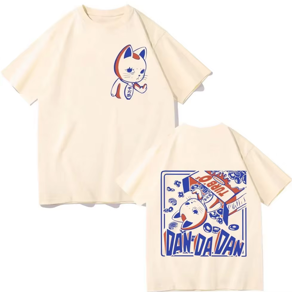 Drôle japon Anime Dandadan Turbo grand-mère chat graphique t-shirt mode dessin animé surdimensionné