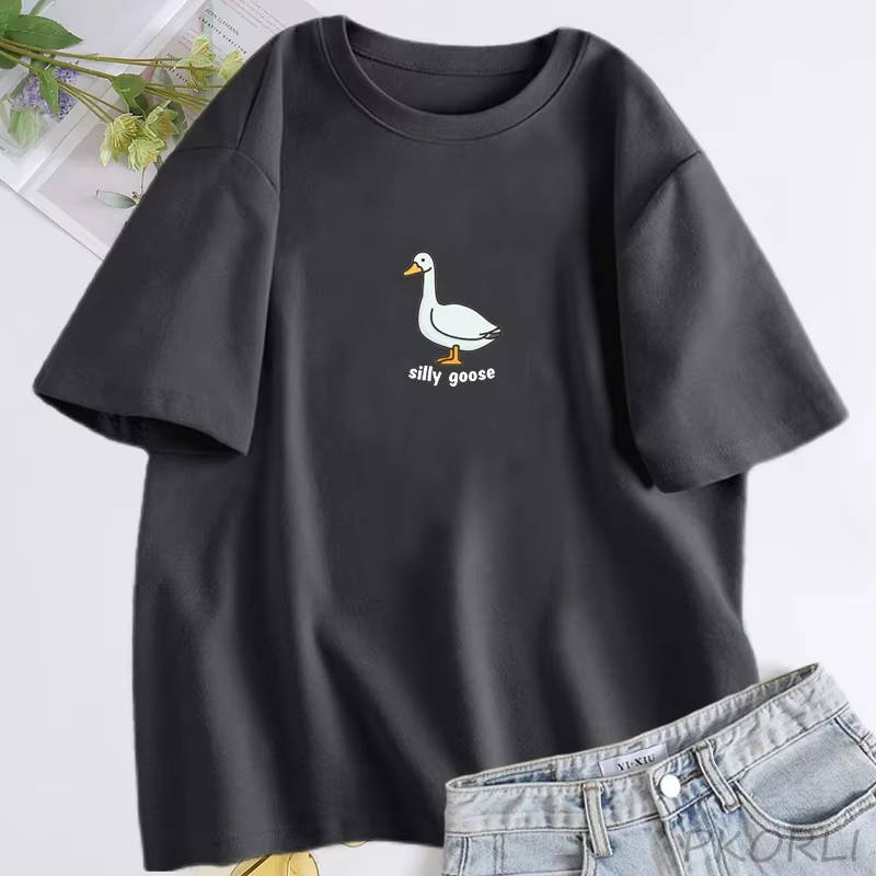 Silly Goose T-Shirt femmes à la mode unisexe T-Shirt été coton à manches courtes Fuuny Goose t-shirt