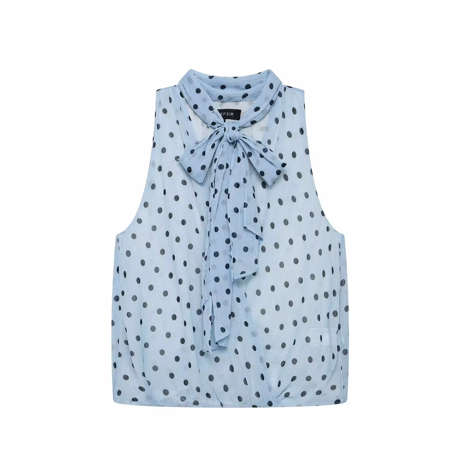 Hauts à pois pour femmes, mode d'été, débardeur chic et élégant à col en V sans manches avec nœud dé