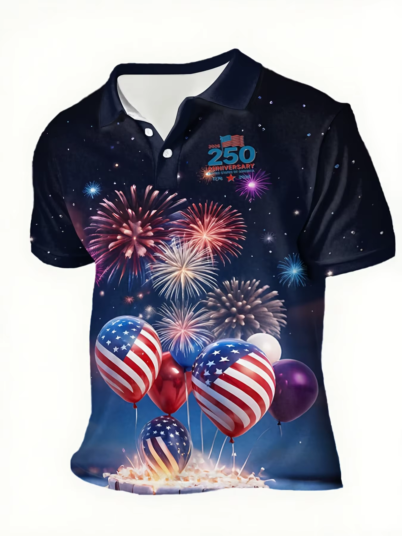 Polo patriotique USA pour homme, imprimé 3D, grandes lettres USA, drapeau USA, manches courtes, haut