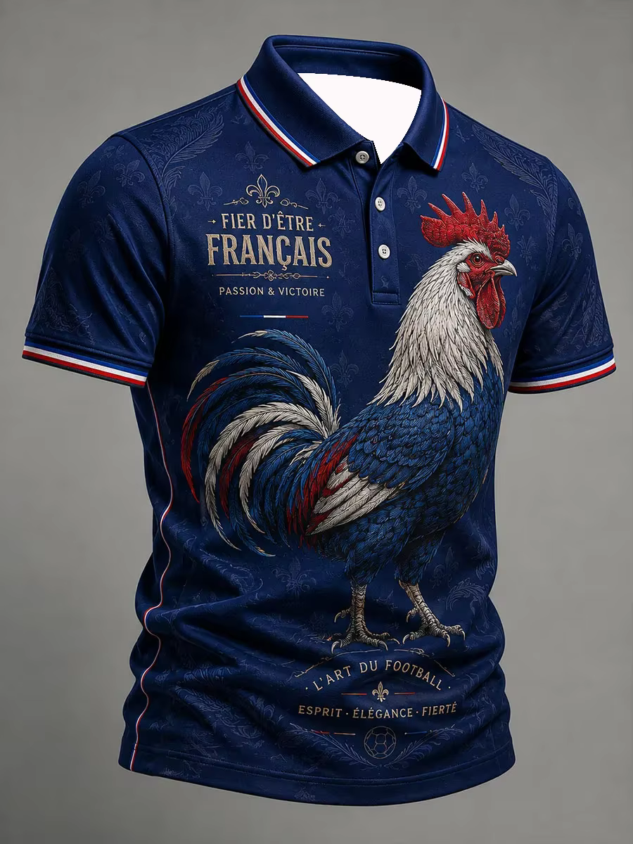 Polo de football pour supporters français édition 2026 - Impression 3D - Confortable et respirant -