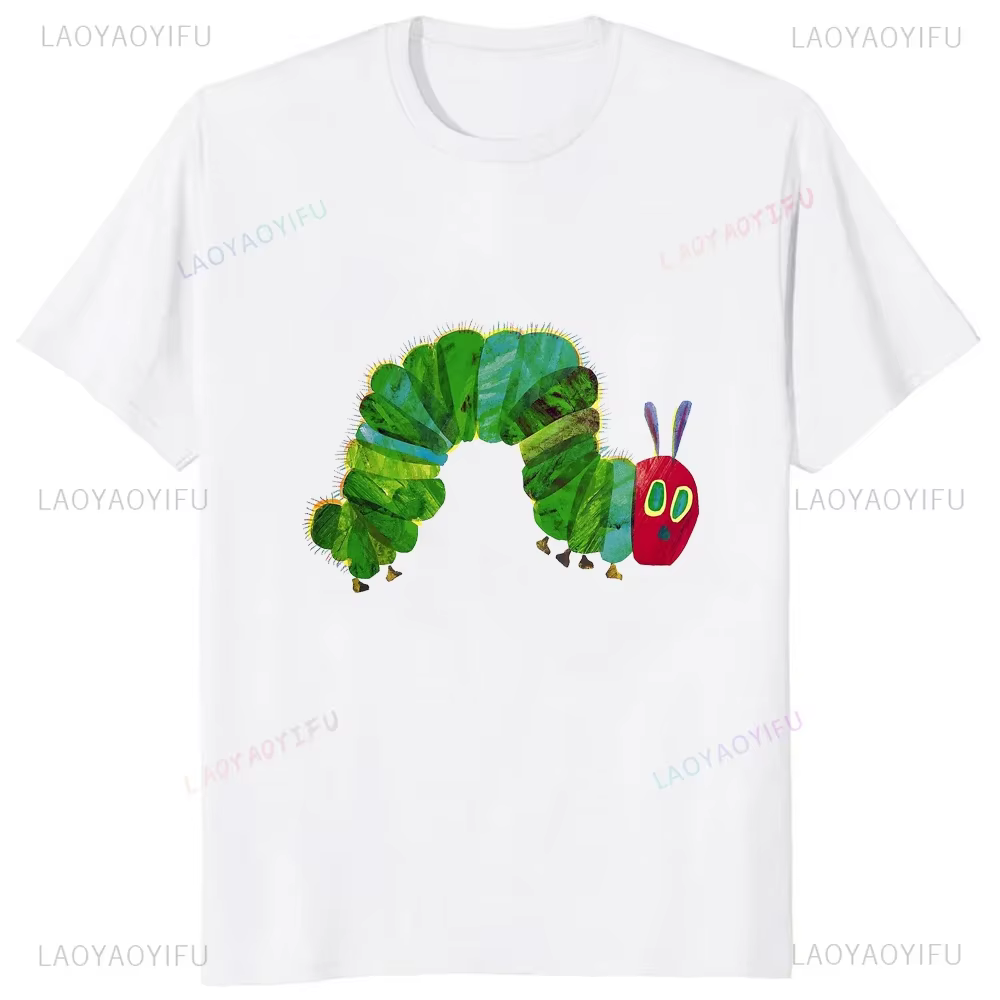 Le chenille très affamée dessin animé imprimé t-shirt Style d'été décontracté mode Couples vêtements
