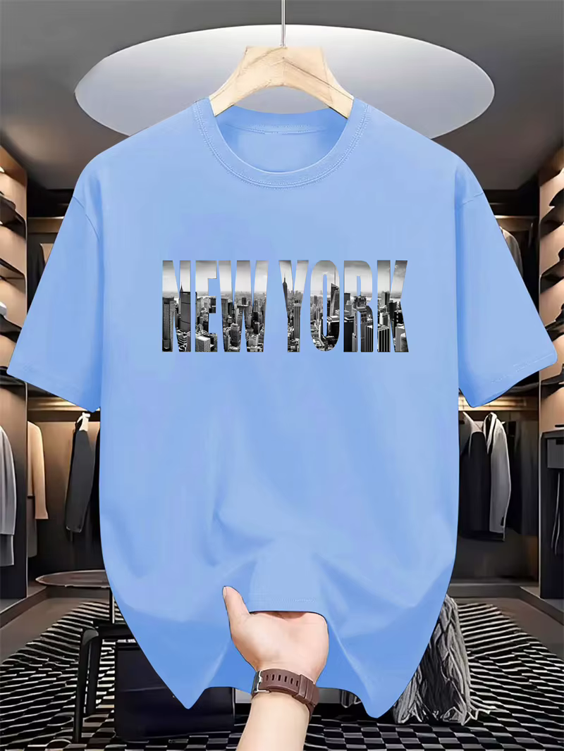 Mode Simple New York Lettres T-shirts Pour Hommes D'été À La Mode Hip Hop 3D Imprimé T-shirts Lâche