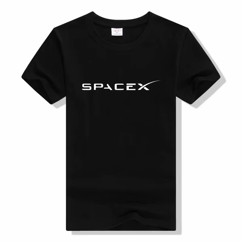 T-Shirt spacex pour hommes, t-shirt d'été en coton, décontracté, à manches courtes, col rond, tissu 