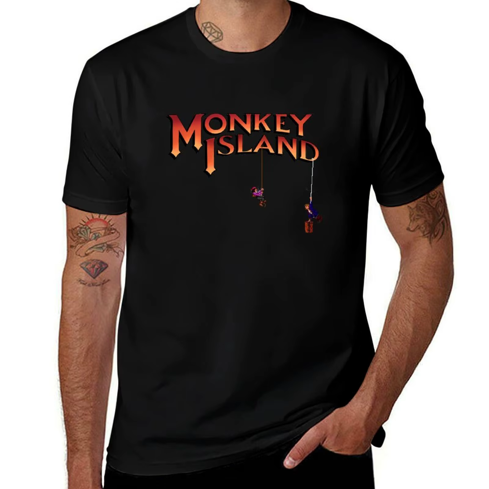 Monkey Island - Trésor trouvé! T-Shirt homme T-Shirt coton lourd homme t-shirts pour hommes T-Shirt 