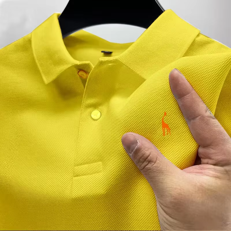 AIOPESON Nouveau Polo Homme Décontracté en Coton à Motif Cerf Manches Courtes Haute Qualité