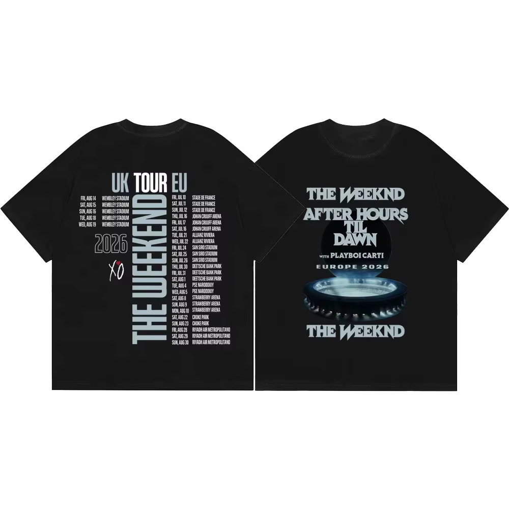 T-shirts The Weeknd After Hours Til Dawn Tour 2026, T-shirts à manches courtes tendance Hip Hop, T-s