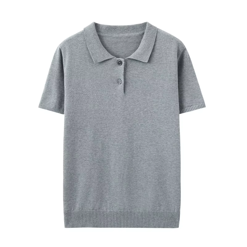 100% coton T-shirt pull femmes été col rond manches courtes tricot pull t-shirts décontracté bas por