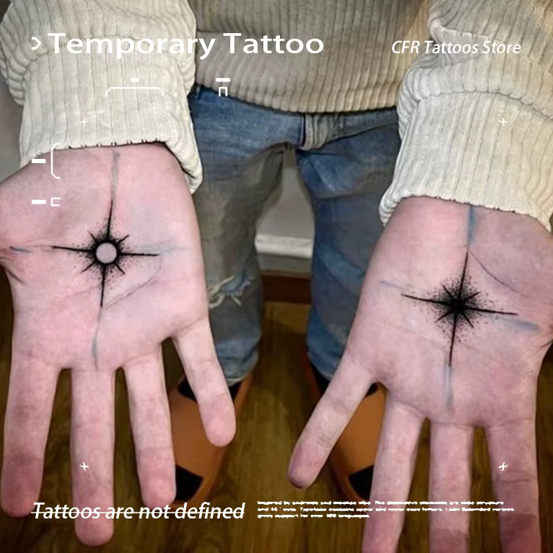 Autocollant de tatouage de jus de plantes Totem asymétrique, demi-bras, tatouages temporaires imperm