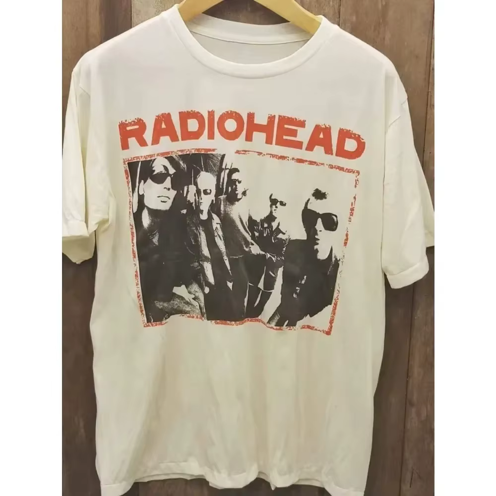 T-shirts Rares Oversize Rock Radiohead Kid A's Album Tour Concert Noir Blanc Bleu Marine Homme Femme