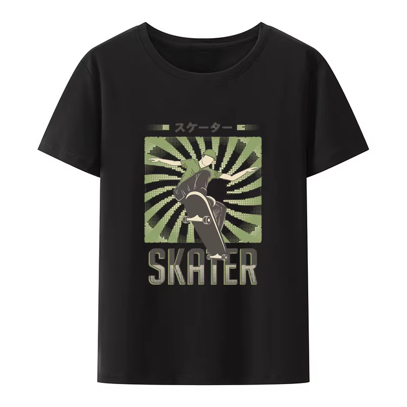 Drôle patineur décontracté impression t-shirt rétro respirant cadeau hauts créatif Otaku Punk tendan