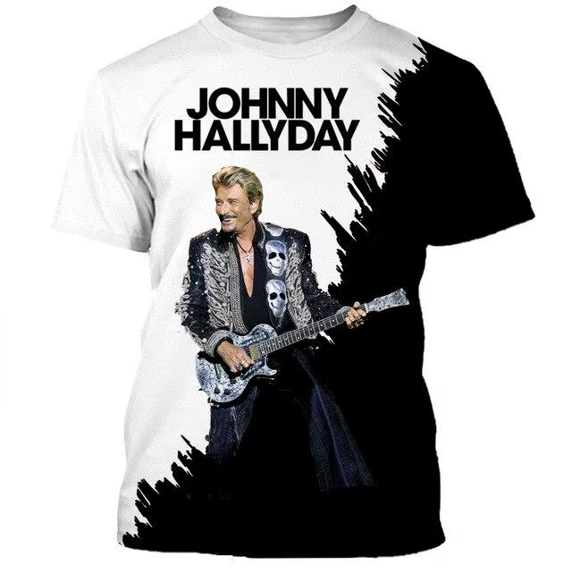 T-shirt unisexe imprimé en 3D, chanteur de Rock Johnny Halliday, mode décontractée, Streetwear Hip H