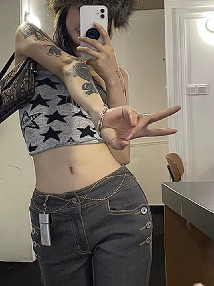 Esthétique rétro Streetwear Harajuku Goth débardeur sans manches Y2K étoiles de la mode mignon bébé