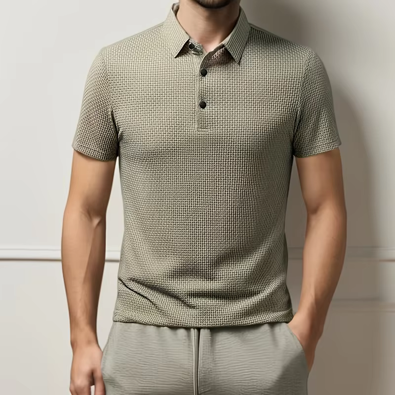 Polo d'affaires décontracté pour homme à manches courtes, motif floral uni, respirant, confortable,