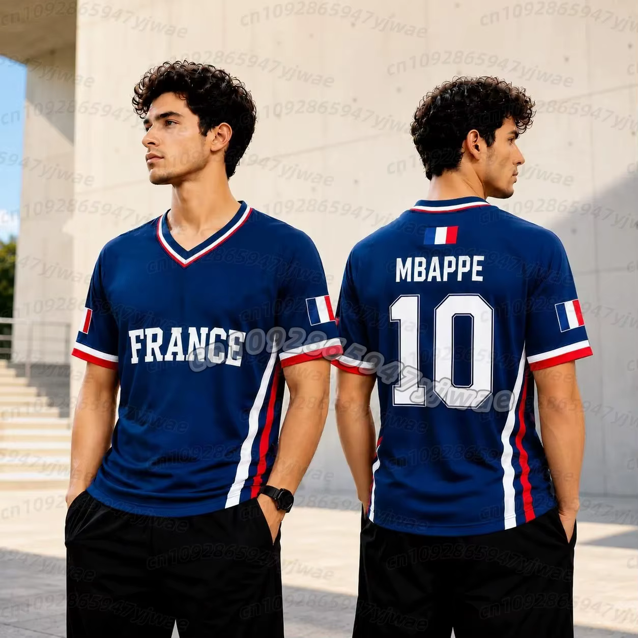 Maillot de football Y2K 2026 Mbappé 10 imprimé drapeau français, streetwear pour couple et enfant, t
