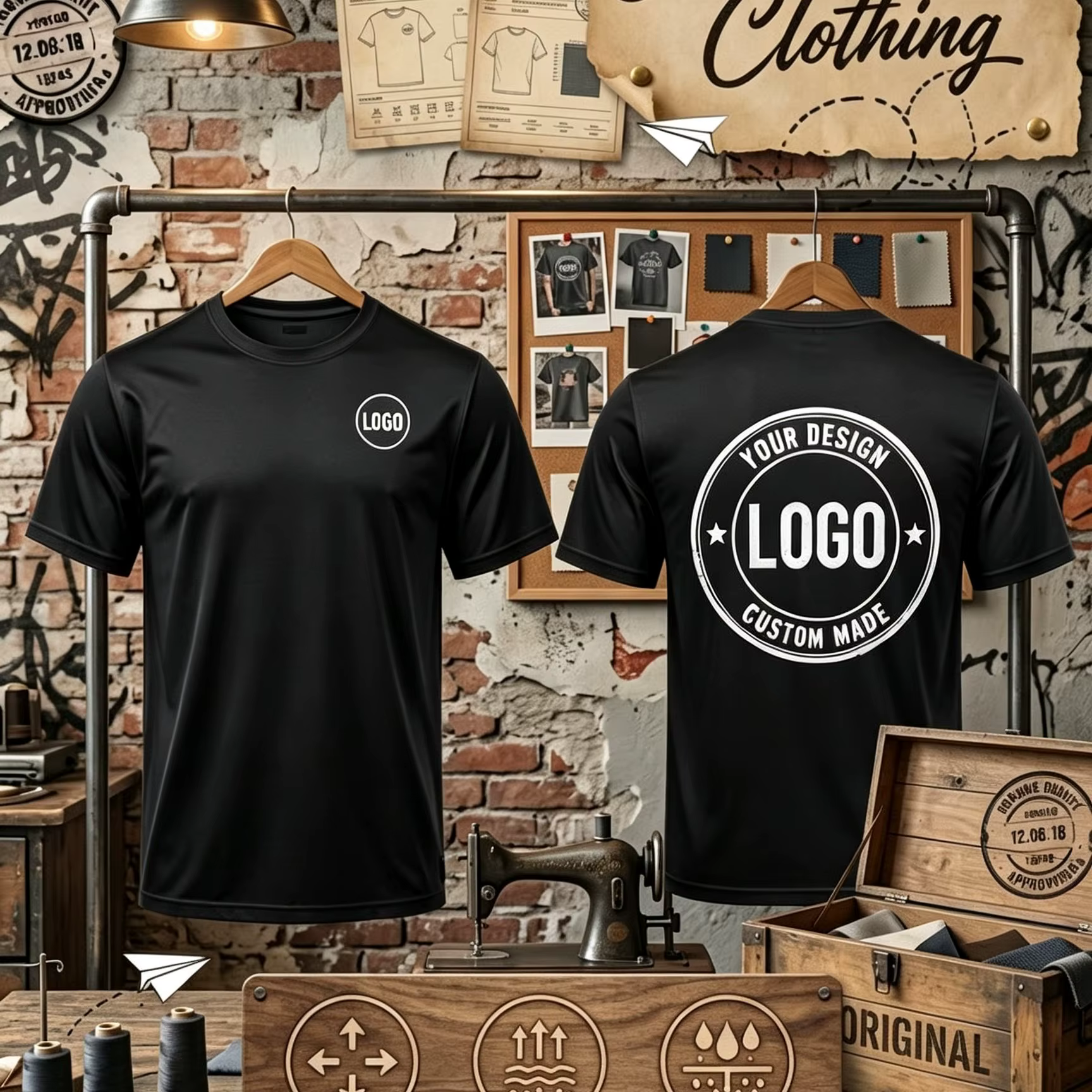 1 T-shirt pour homme, avec logos et motifs personnalisables imprimables sur le devant et le dos, res