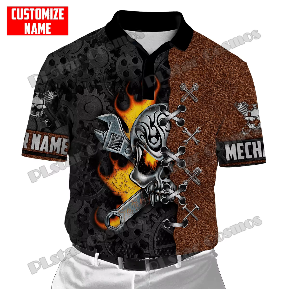 PLstar Cosmos nom personnalisé mécanicien métal 3D partout imprimé mode hommes Polo été unisexe déco