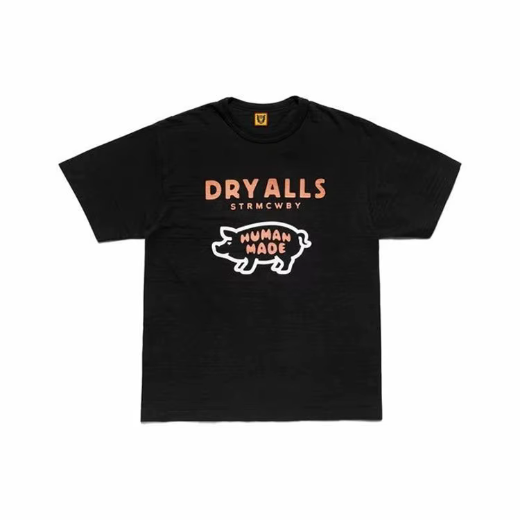 T-shirt à manches courtes avec logo en lettres et imprimé cochon, marque japonaise tendance, unisexe