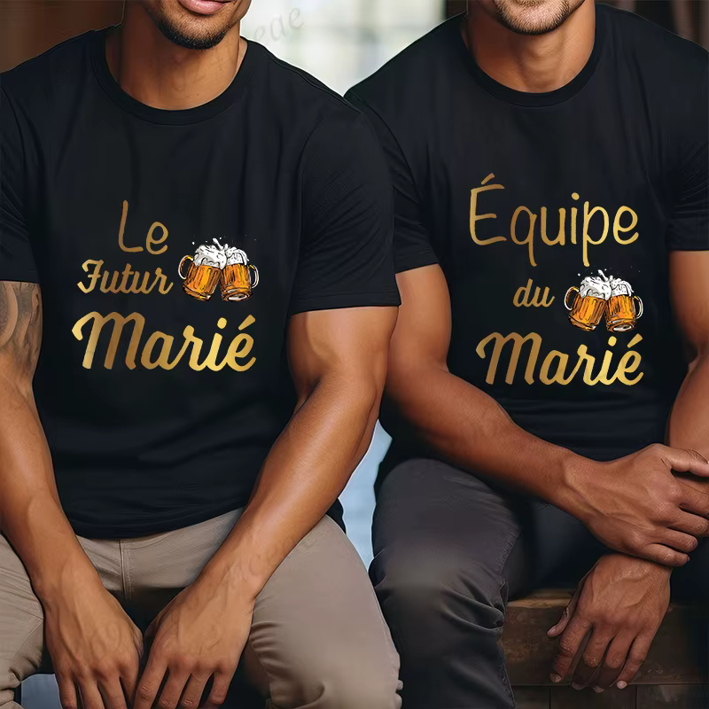 Evg-T-shirt pour Homme d'Équipe Française Manquant de Bière, Vêtement à la Mode pour Enterrement de