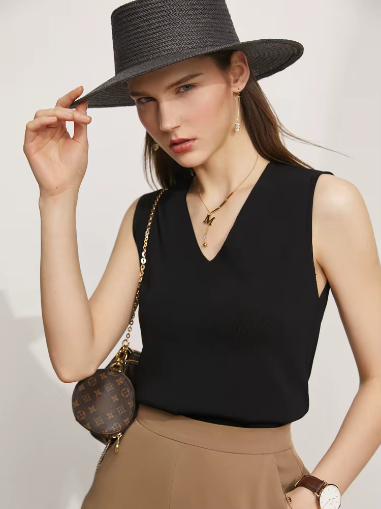 AMII – gilets minimalistes pour femmes, nouvelle collection été 2023, simple et polyvalent, col en v