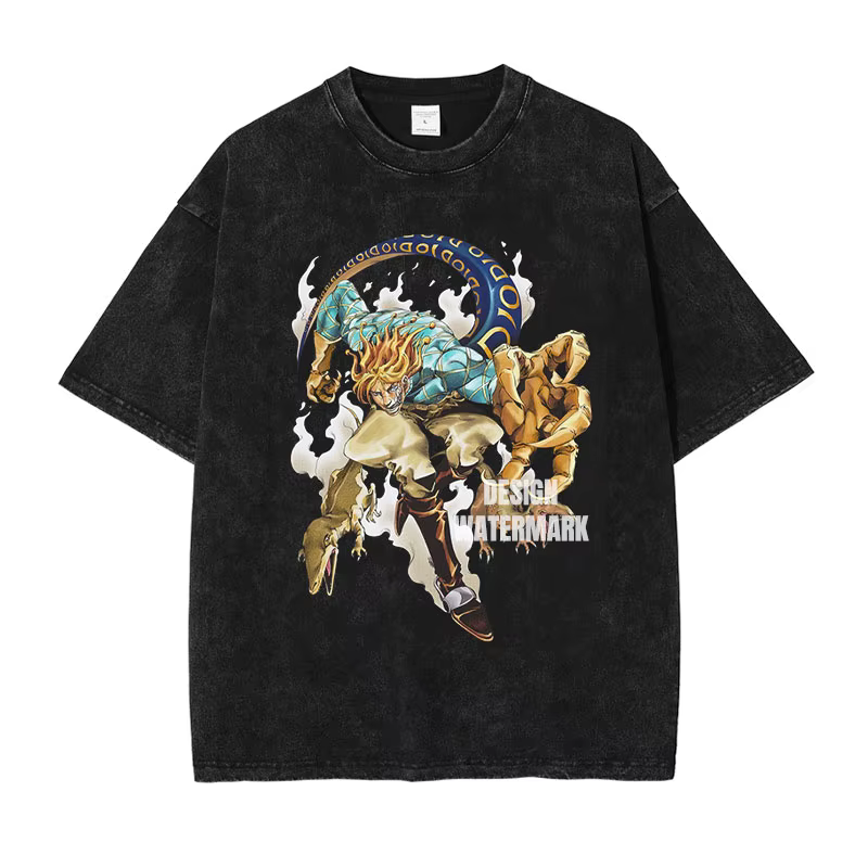 Bandai Stardust croisé T-shirt Manga Vintage lavé JOJO t-shirts surdimensionné JOJO DIO Jotaro Jolyn