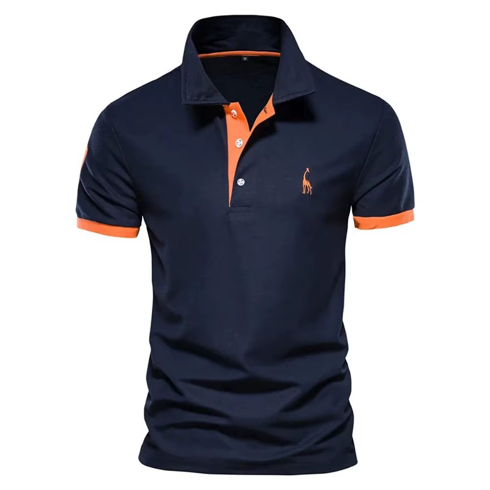 Polo Girafe à Manches Courtes pour Homme, Chemise Brodée de Qualité, Décontractée, Business, Social,