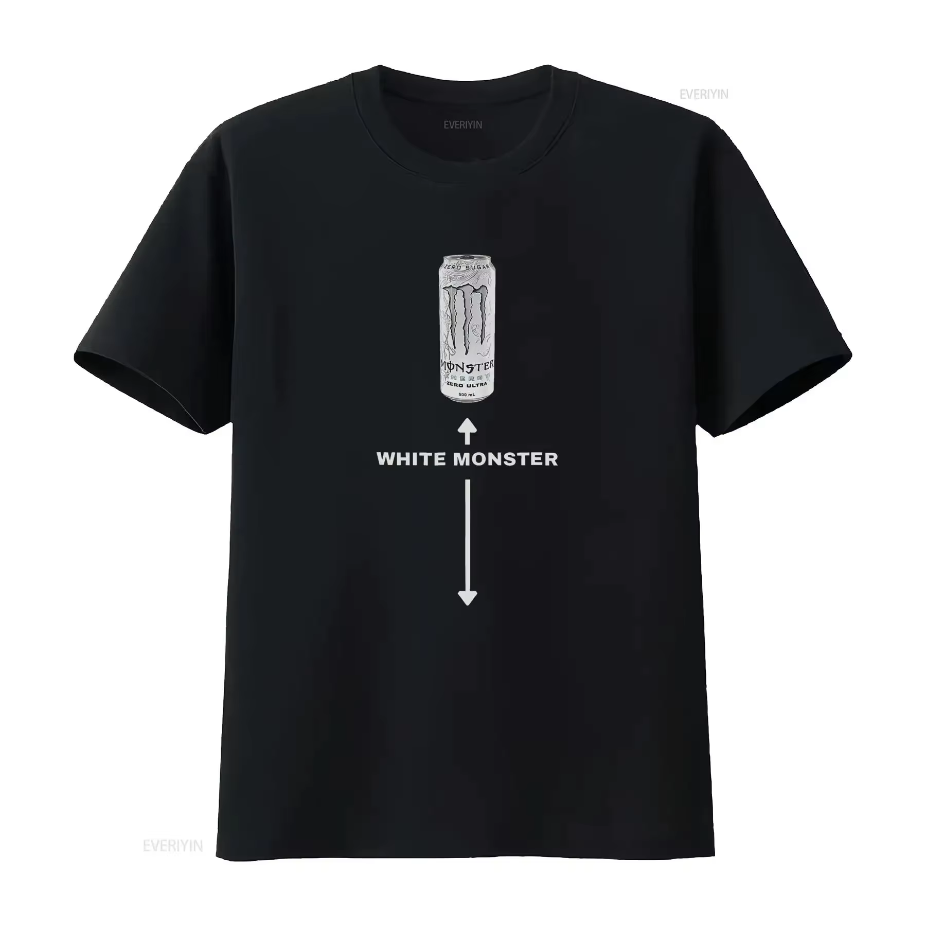T-shirt blanc pour homme avec imprimé monstre amusant, 100 % coton, manches courtes, style rétro, éd