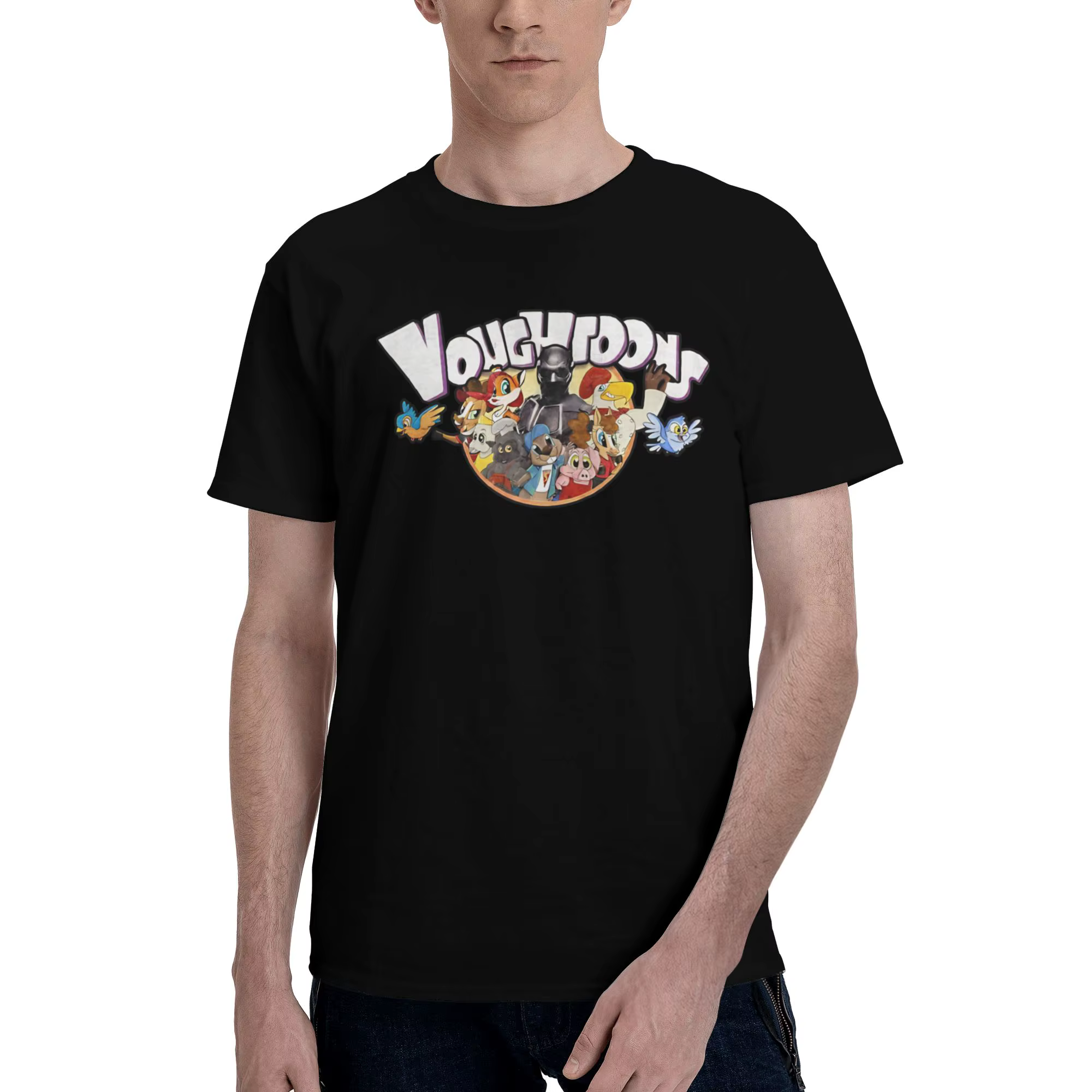T-shirt noir et blanc (effet vieilli) amusant 100% coton The Boys Tees Tops pour hommes
