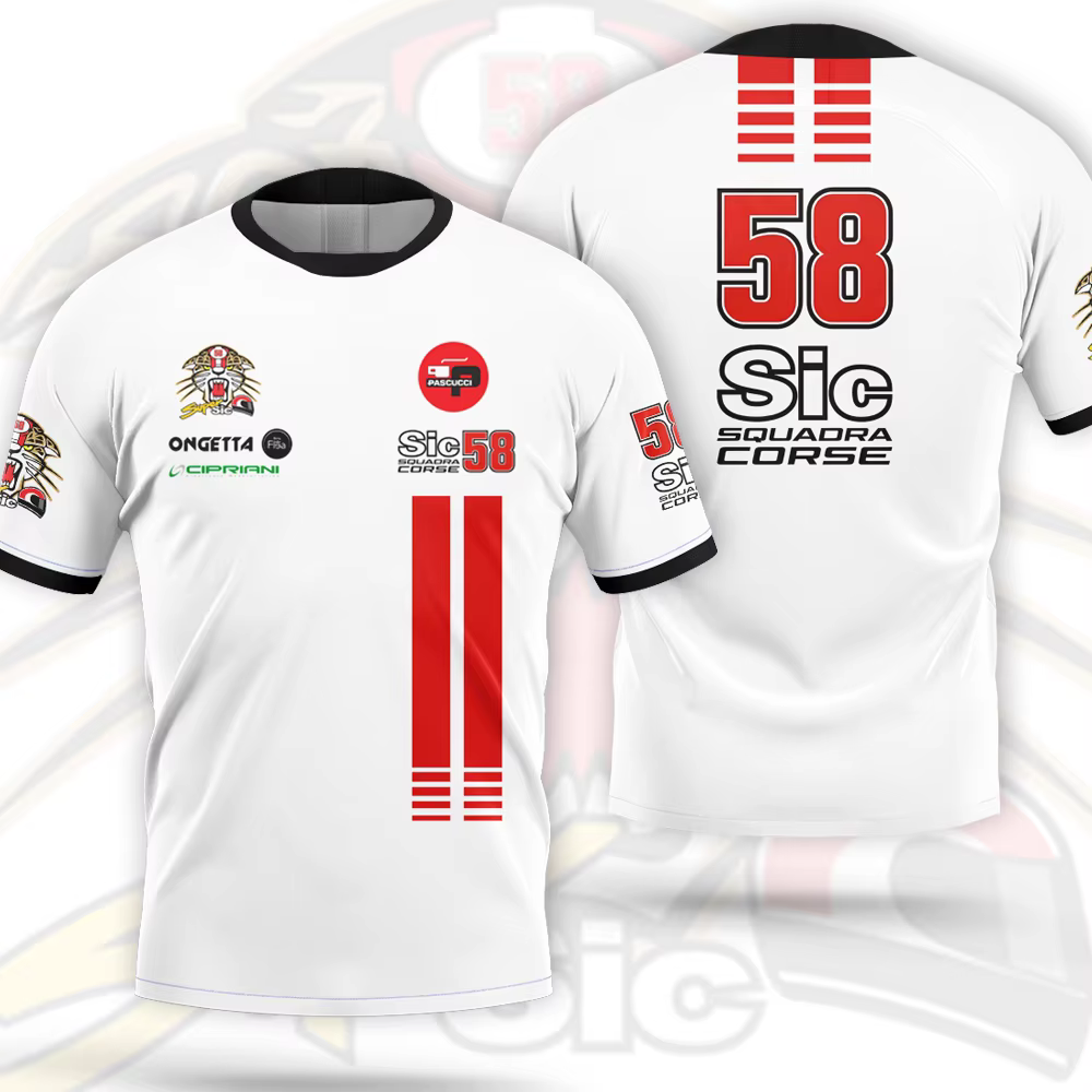 T-shirt pour hommes Marco Simoncelli SIC 58 Driver Fans, vêtements de sport à manches courtes pour l