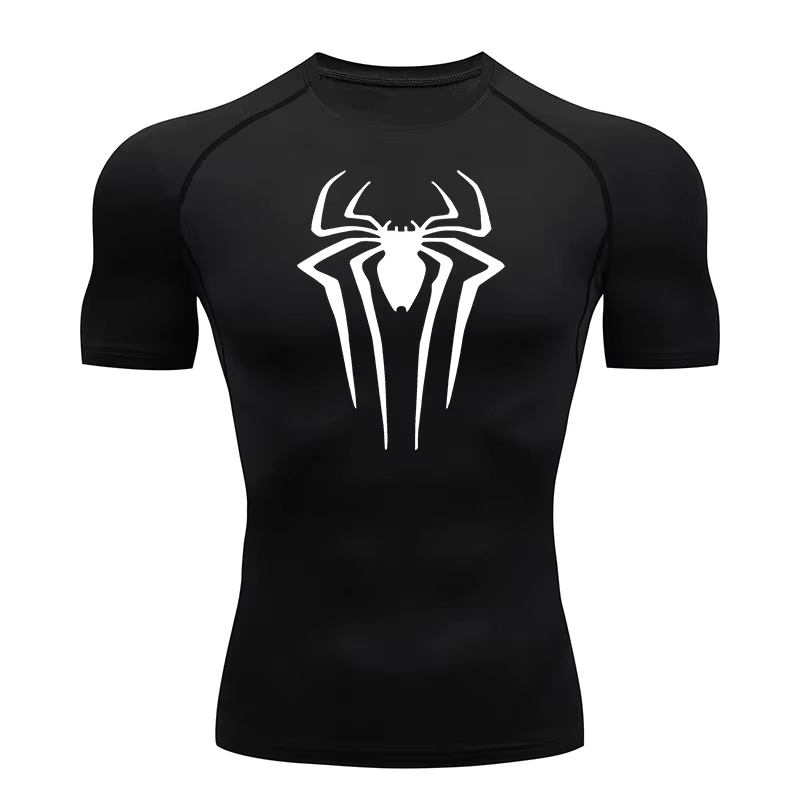 Chemises de Compression imprimées araignée pour hommes, t-shirt d'été à manches courtes, protection 